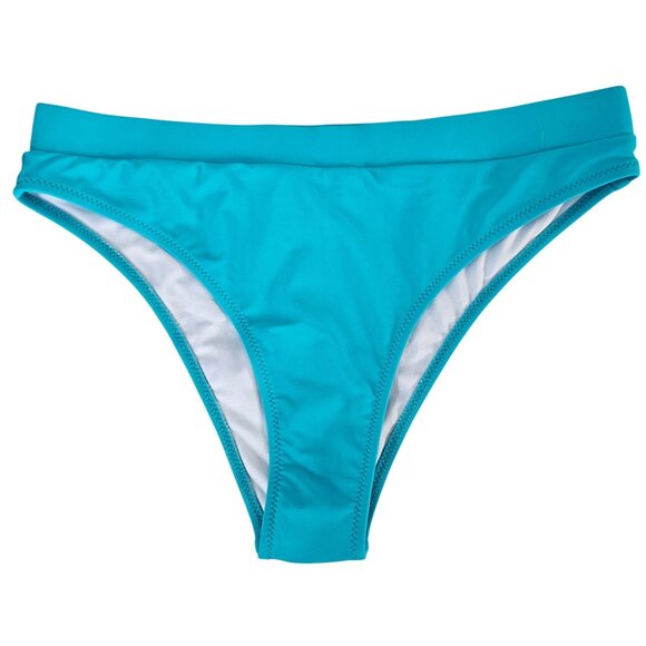 Womens Med Aqua High-Waisted High Cut Bikini Set Sporty Fully Lined Beach - Picture 5 of 7